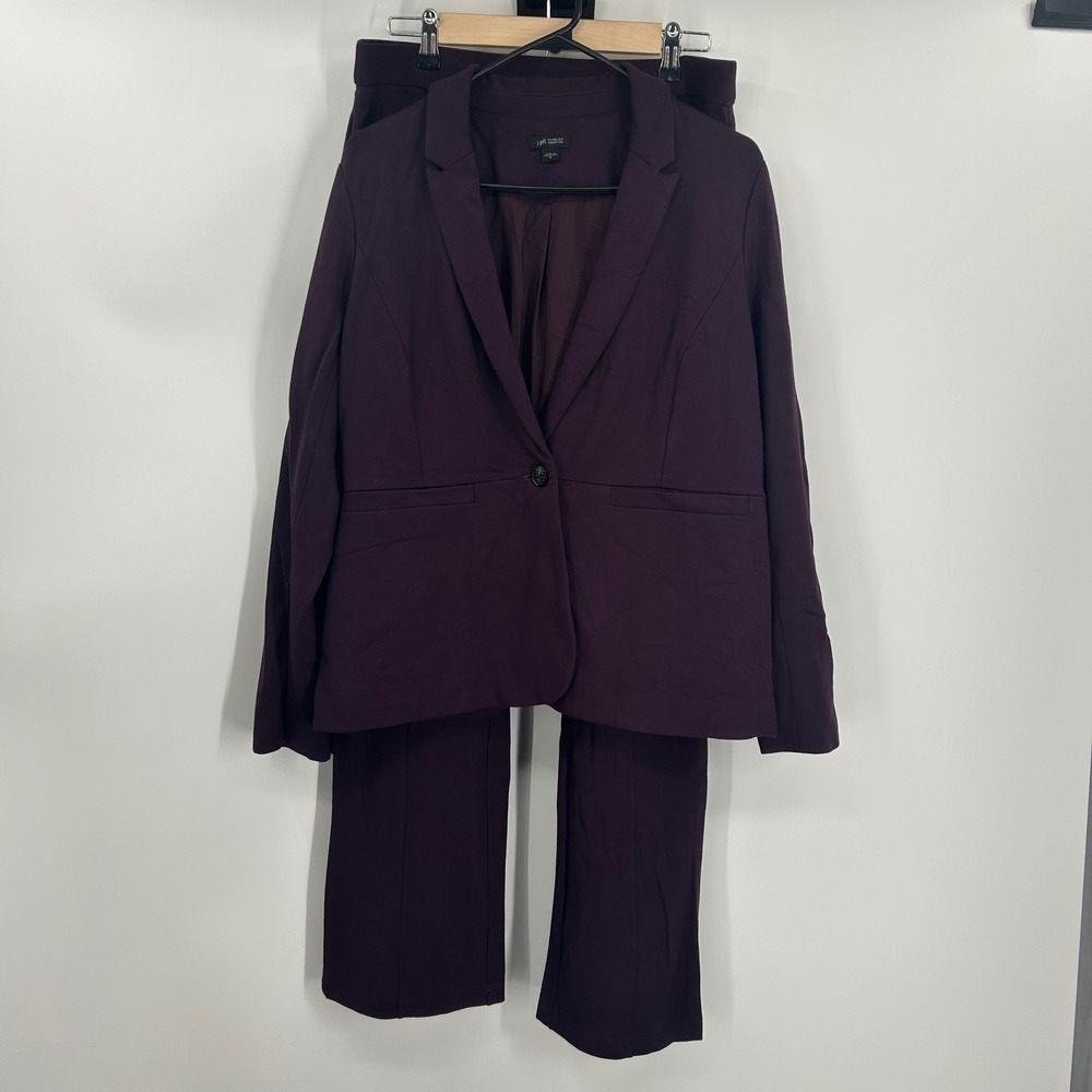 J. Jill Wearever Collection Plum Purple 2 Piece Blazer Pant Suit Set Womens M